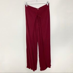 Vanilla Star Deep Red Wrap Palazzo Pants Sz Med